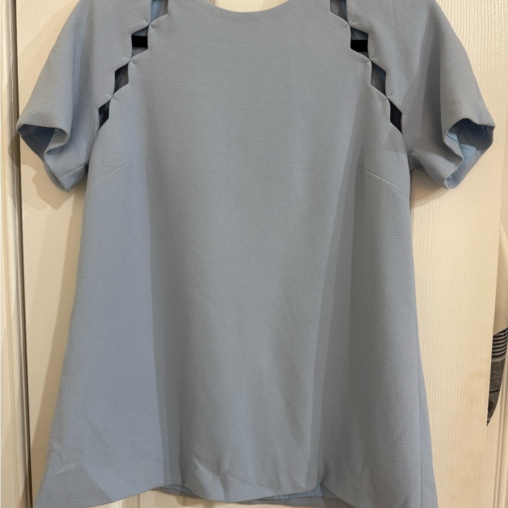 Rebecca Vallance Pale Blue Short Sleeve Twist-Cut Tunic Top